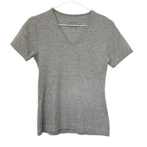 Victoria's Secret V-neck Rib Short Sleeve Heather T-shirt Gray Small